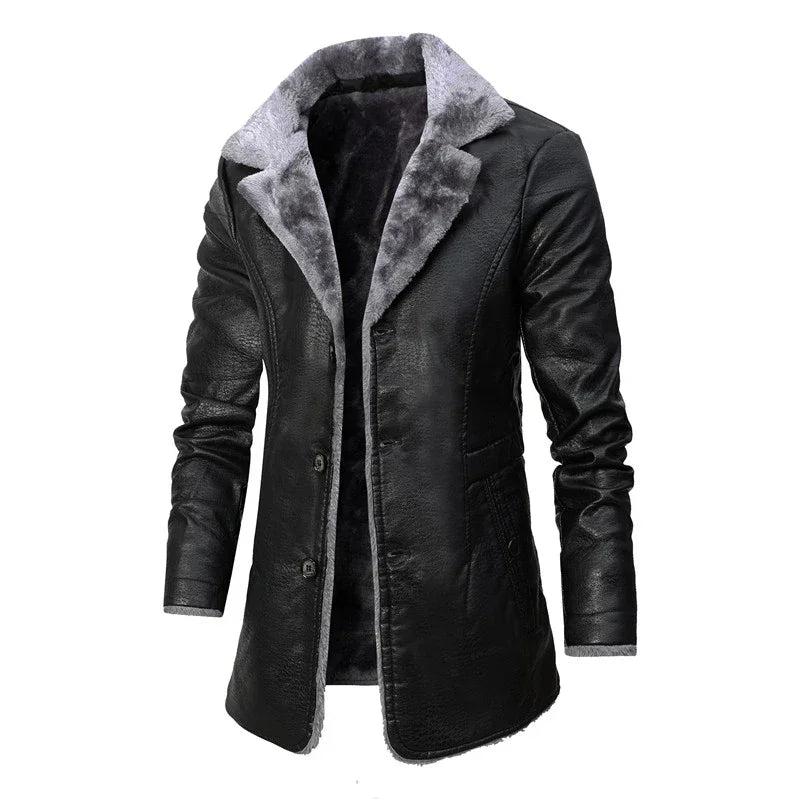 Faux leather store fleece jackets for men