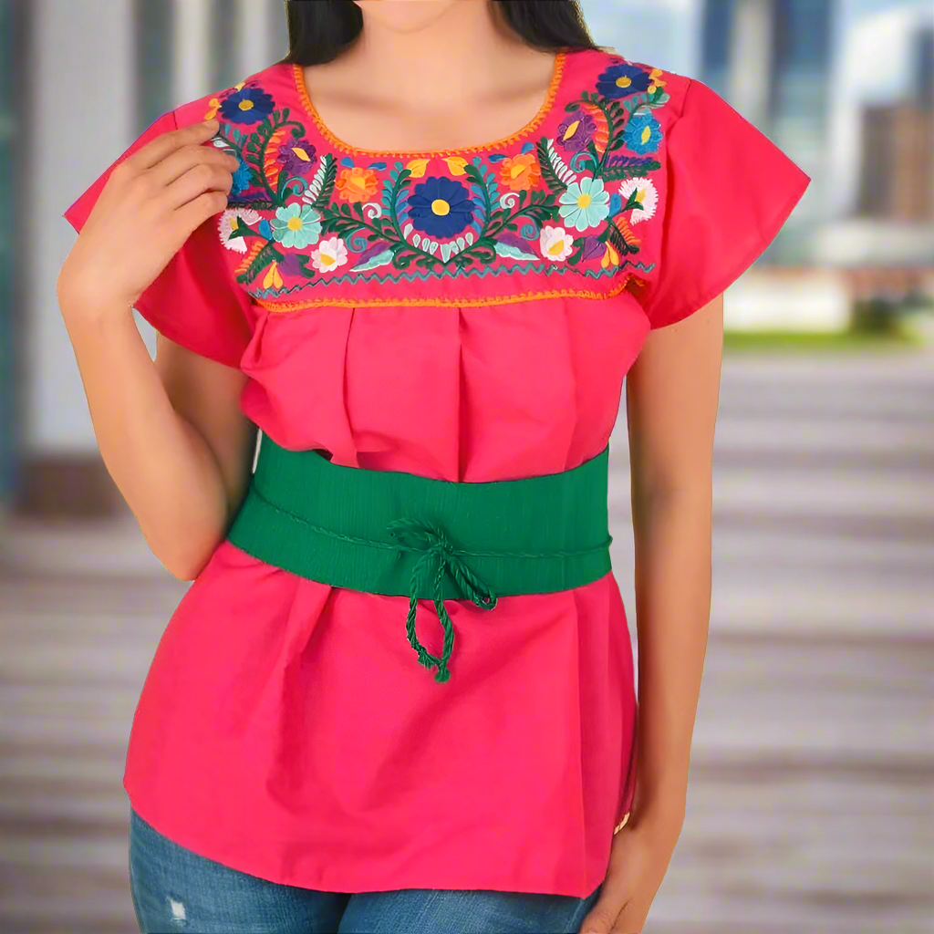 Blusa Bordada TM-77325 Pink Embroidered Blouse