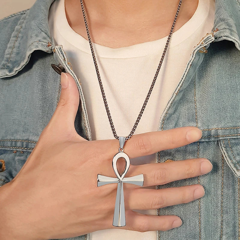 Pendant for Men Religion Egyptian Ankh Crucifix Necklaces Stainless Steel Symbol of Life Cross Pendants Prayer Gifts Jewelry