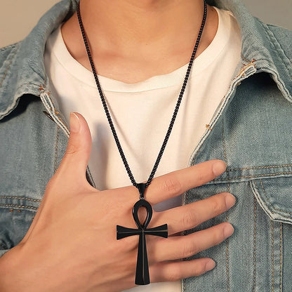 Pendant for Men Religion Egyptian Ankh Crucifix Necklaces Stainless Steel Symbol of Life Cross Pendants Prayer Gifts Jewelry