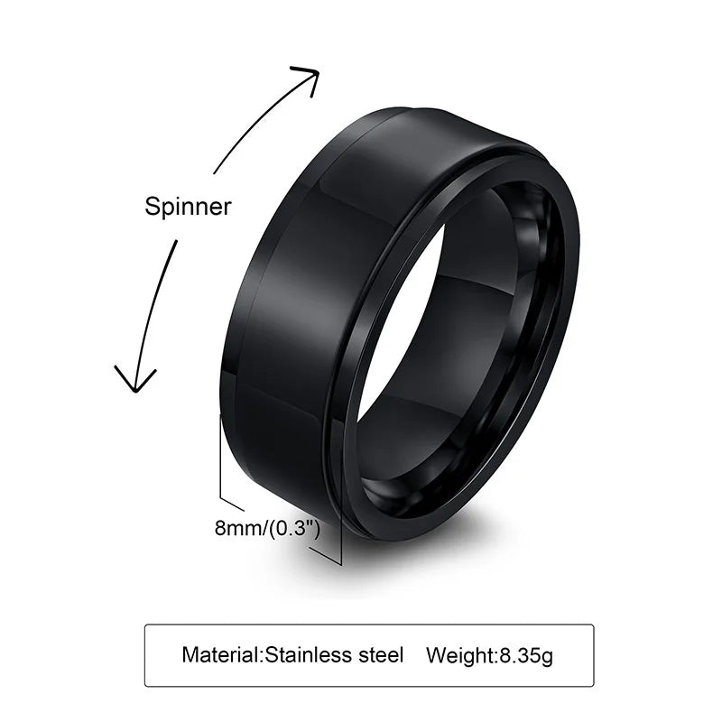 Ring for men Spinner Rotatable Ring For Men Women Solid Wedding Band Basic Simple Casual Classic Retro Fraternal Ring Anillo