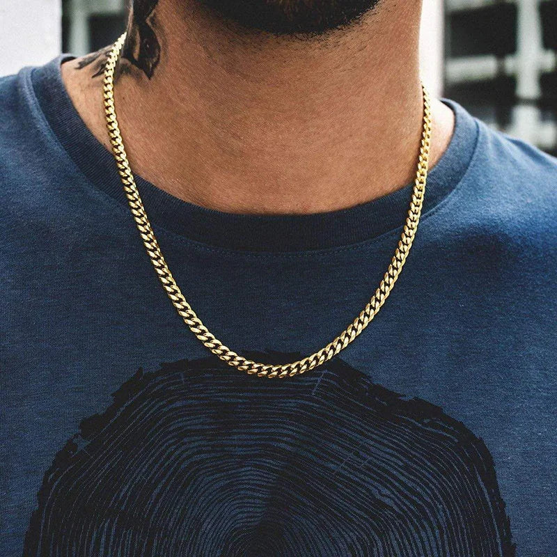 Neck Chain for Men 3-7mm Cuban Chain Necklaces for Men Women Stainless Steel Miami Curb Links Chain Basic Cool Boy Collar