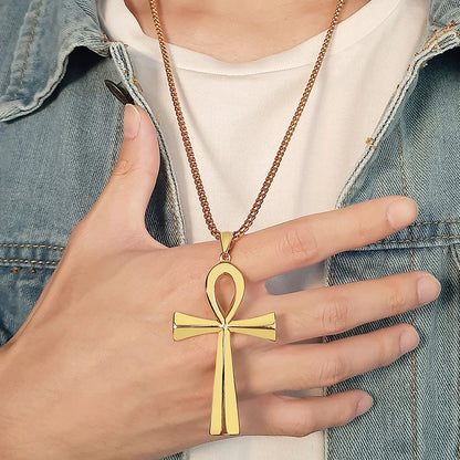 Pendant for Men Religion Egyptian Ankh Crucifix Necklaces Stainless Steel Symbol of Life Cross Pendants Prayer Gifts Jewelry