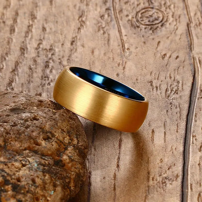 Ring for men Men's Blue Tungsten Ring Classical Gold-color Rings Men Tungsten Jewelry Anillo