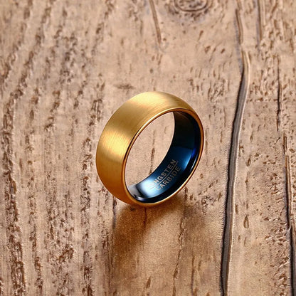 Ring for men Men's Blue Tungsten Ring Classical Gold-color Rings Men Tungsten Jewelry Anillo