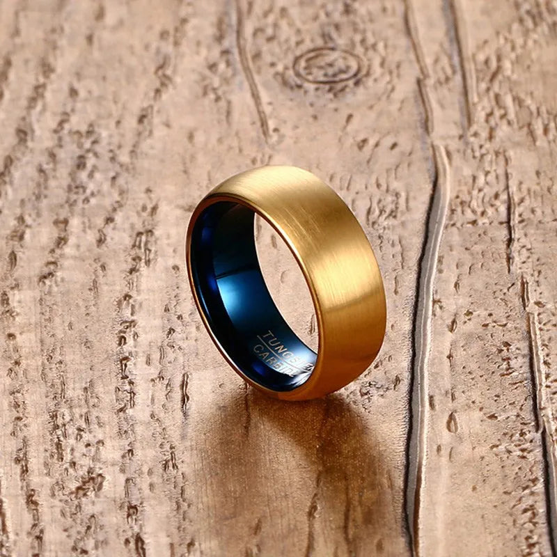 Ring for men Men's Blue Tungsten Ring Classical Gold-color Rings Men Tungsten Jewelry Anillo