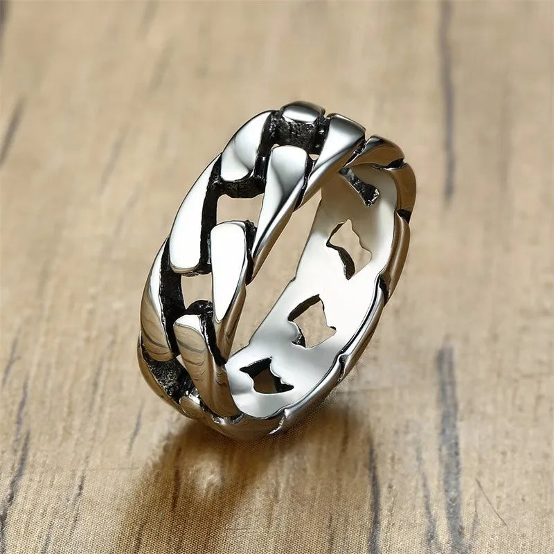 Ring For men Stylish Fixed Link Chain Ring for Men High Quality Stainless Steel Male Bands Unique Gift for Him Anillo