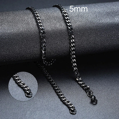 Neck Chain for Men 3-7mm Cuban Chain Necklaces for Men Women Stainless Steel Miami Curb Links Chain Basic Cool Boy Collar