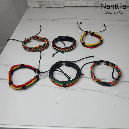 Leather Bracelets for Men or Women 6 Pieces Set Pulseras para hombres o Mujeres BR0006-6 