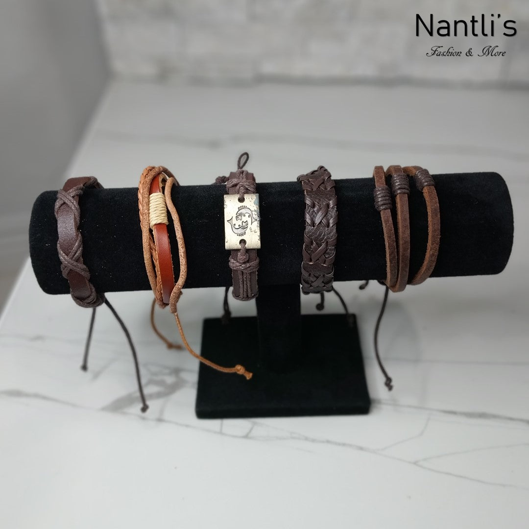 Pulseras para hombres o Mujeres Set BR0014-5 Leather Bracelets for Men or Women 5 Pieces Set