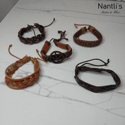 Leather Bracelets for Men or Women 5 Pieces Set Pulseras para hombres o Mujeres Set BR0032-5 