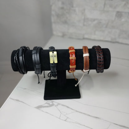 Leather Bracelets for Men or Women 6 Pieces Set Pulseras para hombres o Mujeres BR0046-6 