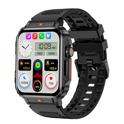 Outdoor Military Smart Watch Men or Women Health Monitor AI Bluetooth Call black