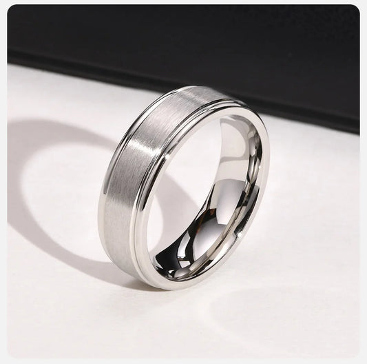 Ring For men 6mm Matte Surface Ring for Men, Classic Stainless Steel Wedding Band, Unisex Basic Plain Tail Ring Anillo