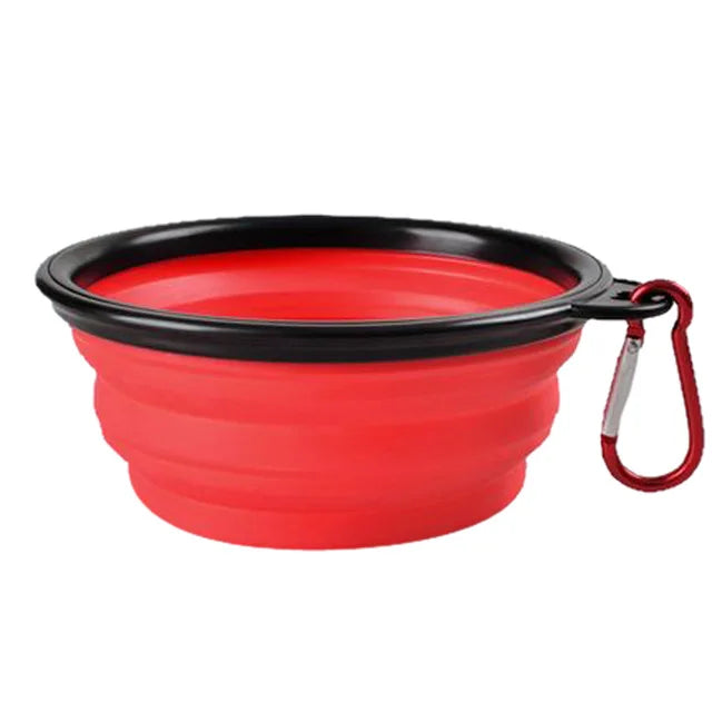 Pet Bowl Collapsible Pet Silicone Dog Food Water Bowl Outdoor Camping Travel Portable Folding  Supplies   Dishes with Carabiner