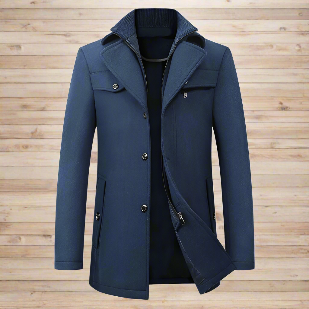 Jacket for Men Navy Winter Men's Woolen Windbreaker Coat New Solid Color Single Breasted Trench Slim Fit