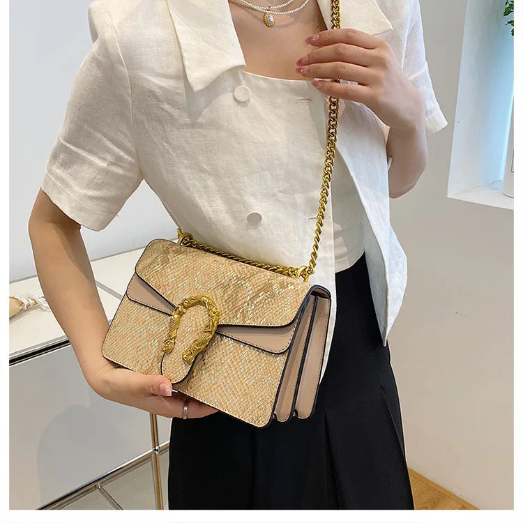 Handbag Vintage Pattern Shoulder Girls Bag Under-arm Women's Bag Fashion Chain Crossbody Ladies Bag