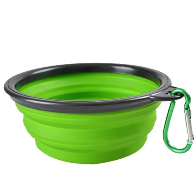 Pet Bowl Collapsible Pet Silicone Dog Food Water Bowl Outdoor Camping Travel Portable Folding  Supplies   Dishes with Carabiner