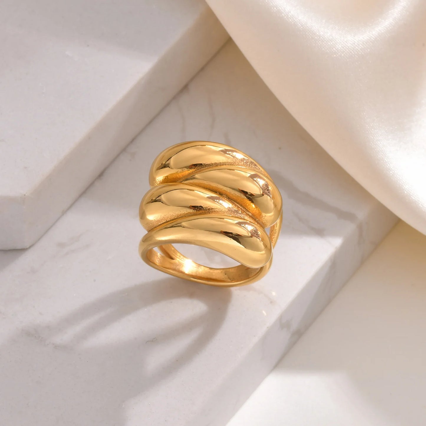 Women Chunky Rings Minimalist Gold Plated 10 theme picture