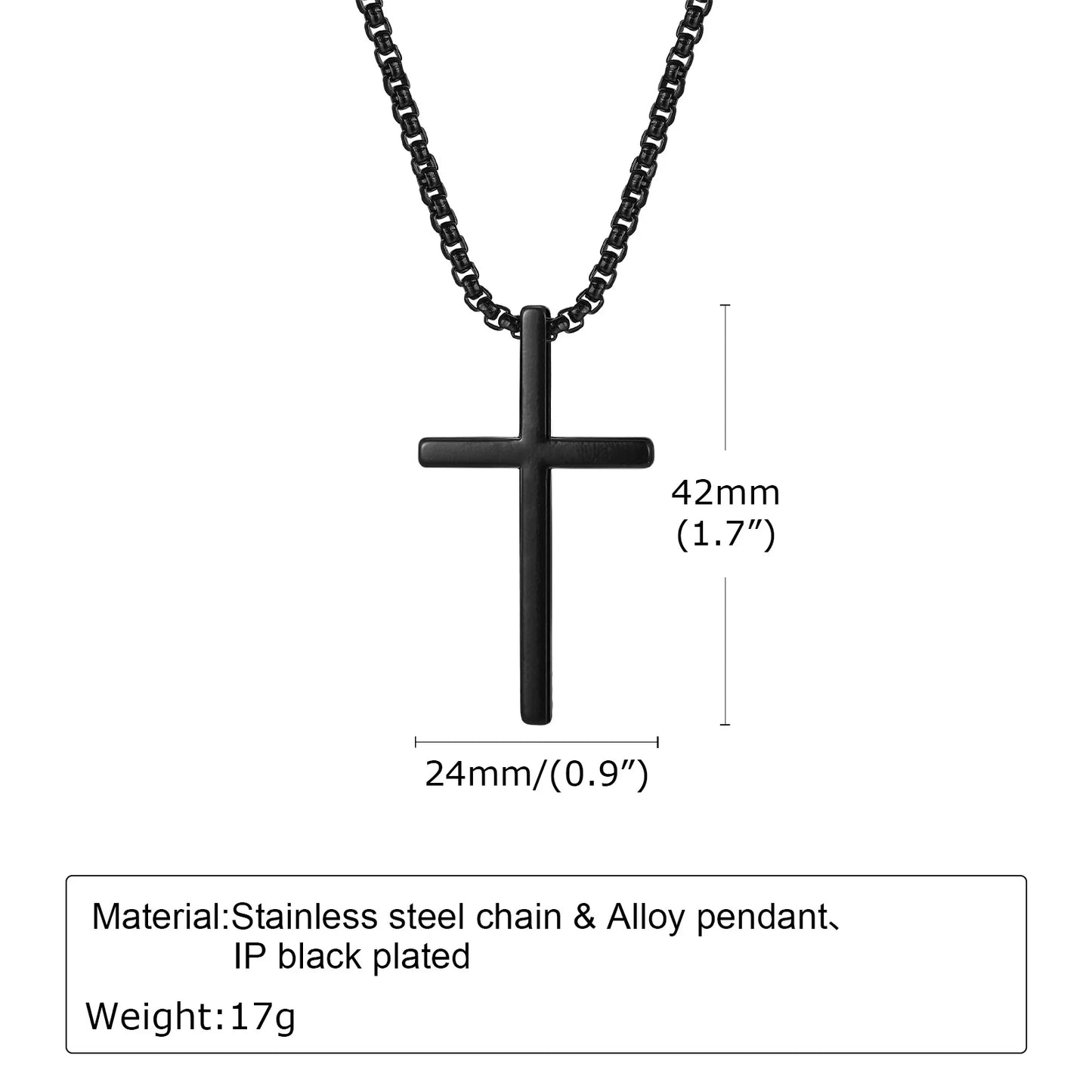 Pendant for Men Cross Necklace for Men Women Plain Cross Pendant Collar with Stainless Steel Box Chain