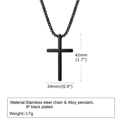 Pendant for Men Cross Necklace for Men Women Plain Cross Pendant Collar with Stainless Steel Box Chain