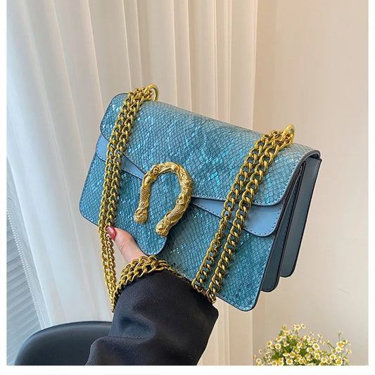 Handbag Vintage Pattern Shoulder Girls Bag Under-arm Women's Bag Fashion Chain Crossbody Ladies Bag