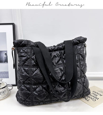 Handbag Fashionable Women's Tote Bag Large Shoulder Tote Bag Drawstring Closure Quilted Cloud Tote Bag