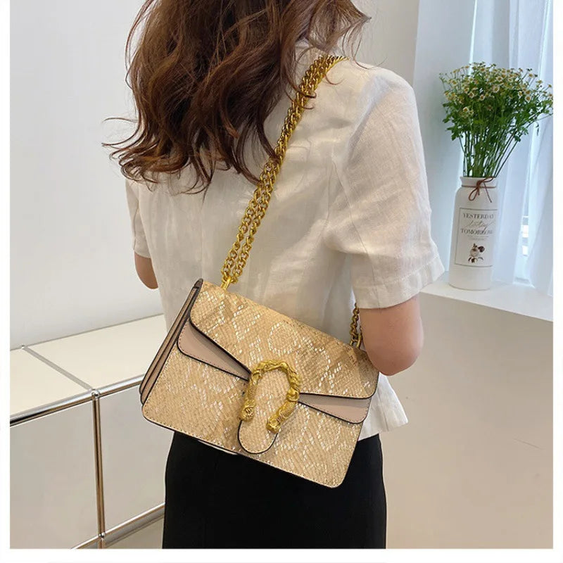 Handbag Vintage Pattern Shoulder Girls Bag Under-arm Women's Bag Fashion Chain Crossbody Ladies Bag