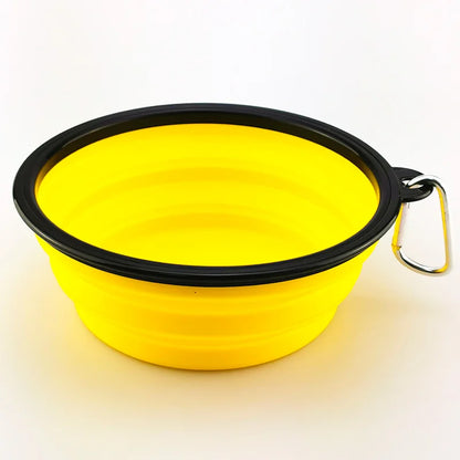 Pet Bowl Collapsible Pet Silicone Dog Food Water Bowl Outdoor Camping Travel Portable Folding  Supplies   Dishes with Carabiner