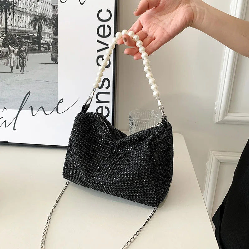 Handbag French Girl Evening Bag Fashion Ladies Crossbody Bag Women's Chain Women's Bag Pearl Shoulder Strap