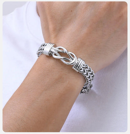 10mm Chain Bracelets for Men Boys, Infinity Knot Bracelet, Stainless Steel Layered Braided Franco Chain Bracelet