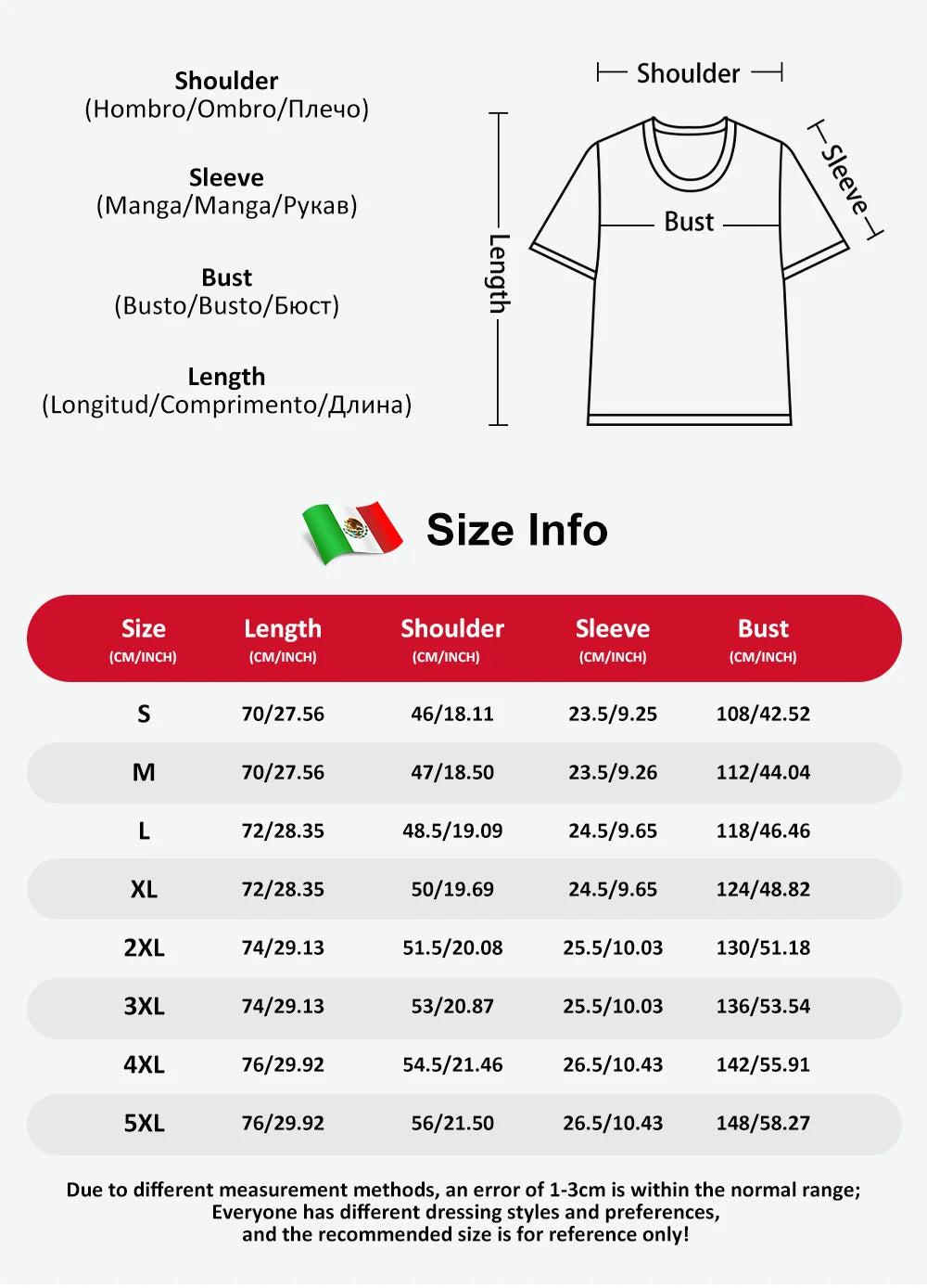 Mexican Print T-Shirt Unisex Casual Short Sleeved T-Shirts Round Neck Streetwear Mexican men's Tees Tops Oversized Men's Clothing