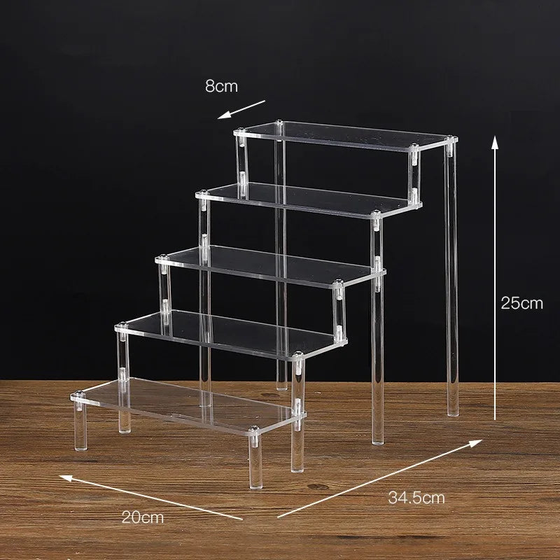 Organizers 1-5 Tier Acrylic Display Stand Clear Display Riser Rack for Cupcake Perfume Doll Décor Organizer for Figures