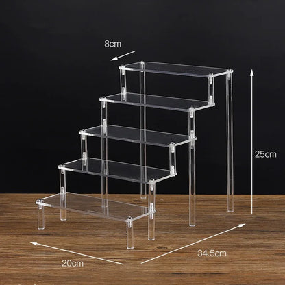 Organizers 1-5 Tier Acrylic Display Stand Clear Display Riser Rack for Cupcake Perfume Doll Décor Organizer for Figures