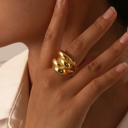 Women Chunky Rings Minimalist Gold Plated 10 on hand