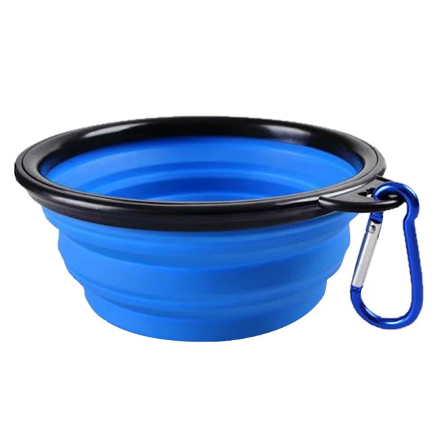 Pet Bowl Collapsible Pet Silicone Dog Food Water Bowl Outdoor Camping Travel Portable Folding  Supplies   Dishes with Carabiner