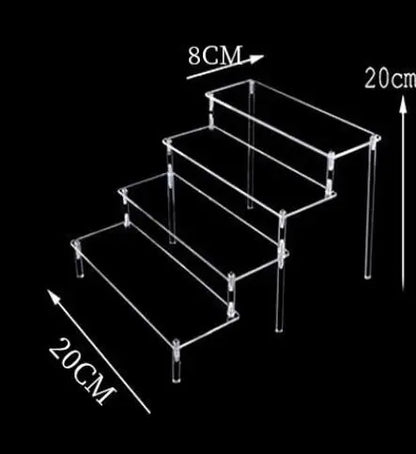 Organizers 1-4 Tier Acrylic Display Stand Durable Display Rack For Cupcake Perfume Doll Transparent Trapezoidal Blind Box Storage Shelf