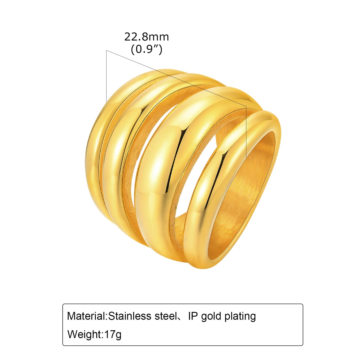 Women Chunky Rings Minimalist Gold Plated 09  variant image