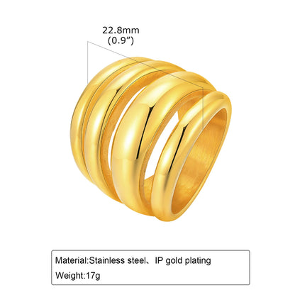 Women Chunky Rings Minimalist Gold Plated 09  variant image