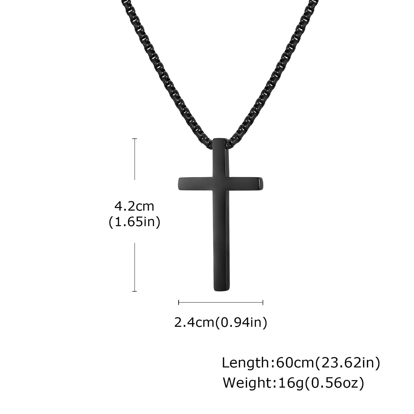 Pendant for Men Cross Necklaces for Men Women Simple Plain Color Stainless Steel Thick Cross Pendant with Box Chain