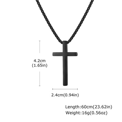 Pendant for Men Cross Necklaces for Men Women Simple Plain Color Stainless Steel Thick Cross Pendant with Box Chain