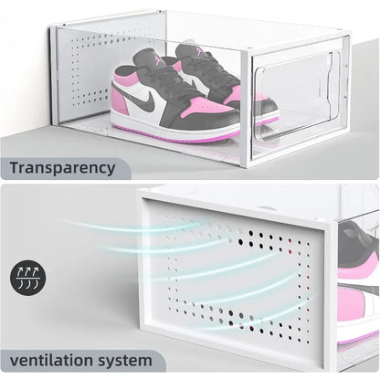 Organizers 18 Pack Shoe Boxes Clear Plastic Stackable Premium Shoe Organizer Storage for Closet Space Saving Foldable Shoe Rack Containers