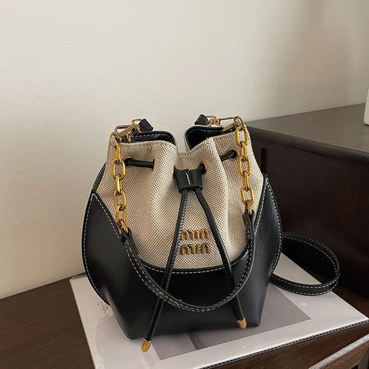 Handbag Crossbody Bag Large Capacity Bucket Bag Girls Fashion Handbag Shoulder Bag Chain Decoration