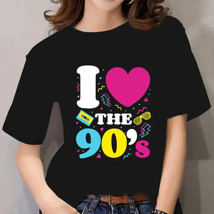 T-Shirt for Women 80s Women's T Shirt Short Sleeve Tops Fashion Casual Clothing For Girls