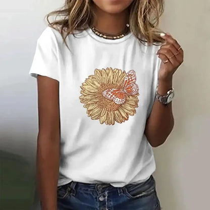 T-Shirt for Women Fashion Women's T-Shirts 3D Graphic Blouse O-neck Short Sleeve Tees