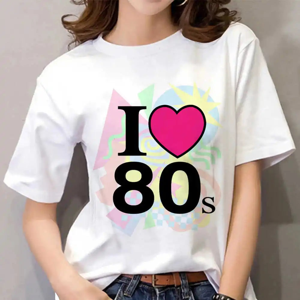 T-Shirt for Women 80s Women's T Shirt Short Sleeve Tops Fashion Casual Clothing For Girls