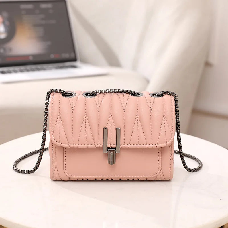 Handbag Fashionable Girl Crossbody Bag New Little Women's Chain Shoulder Bag Simple Solid Color Women's