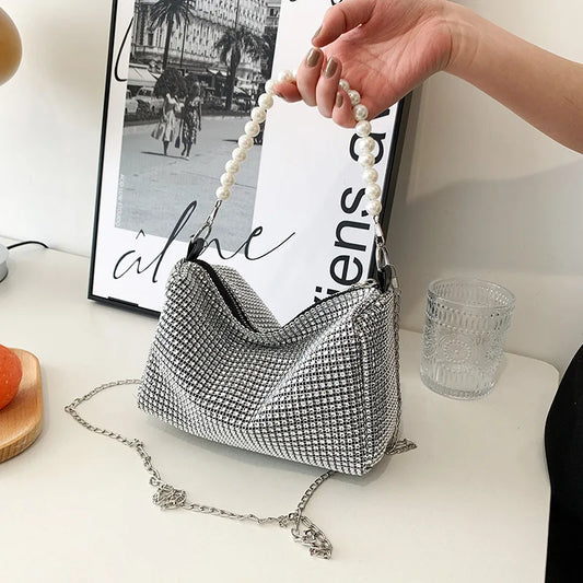 Handbag French Girl Evening Bag Fashion Ladies Crossbody Bag Women's Chain Women's Bag Pearl Shoulder Strap