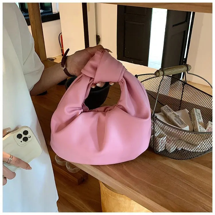 Handbag Girl Fashion Pure Color Girls Clouds Bag Dumpling Bag