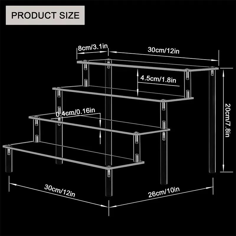 Organizers 1-5 Tier Acrylic Display Stand Clear Display Riser Rack for Cupcake Perfume Doll Décor Organizer for Figures